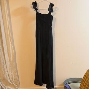 Black Maxi Dress with Ruffle Tie Straps